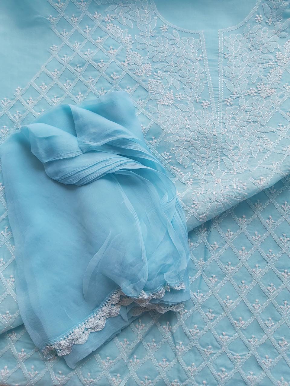 Sky Blue Cotton Full set