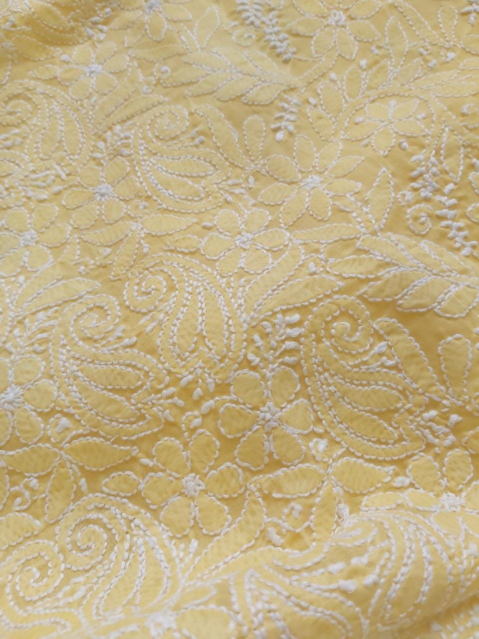 Yellow cotton Jaalwork Kurti