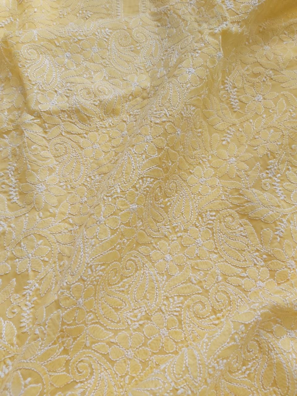 Yellow cotton Jaalwork Kurti