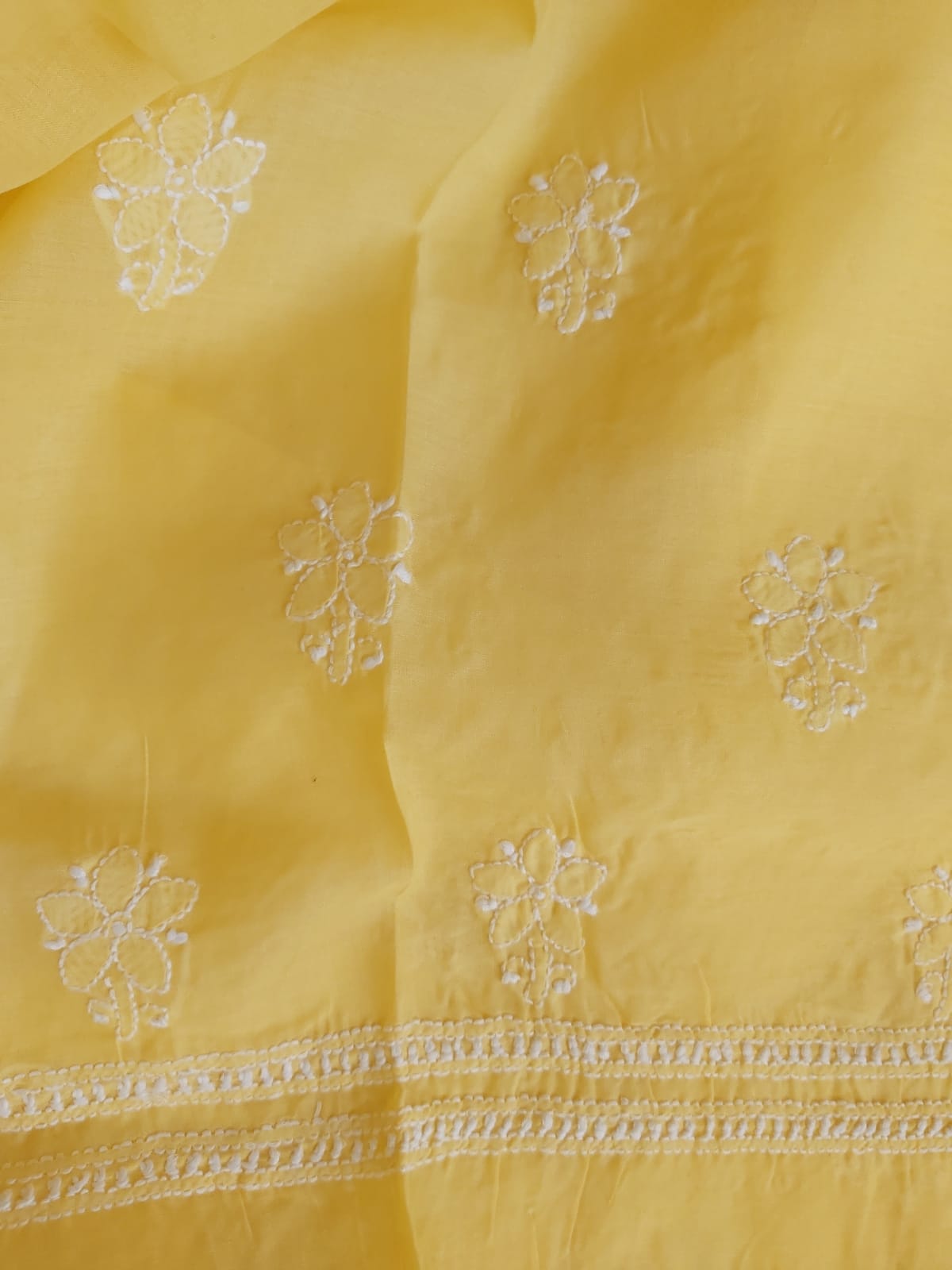 Yellow cotton Jaalwork Kurti