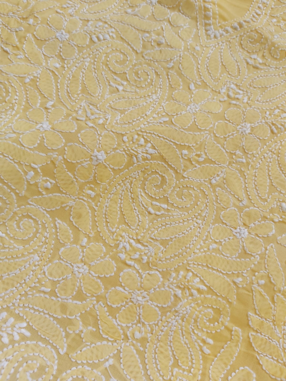 Yellow cotton Jaalwork Kurti