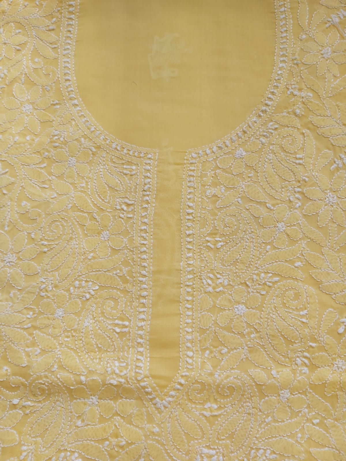 Yellow cotton Jaalwork Kurti