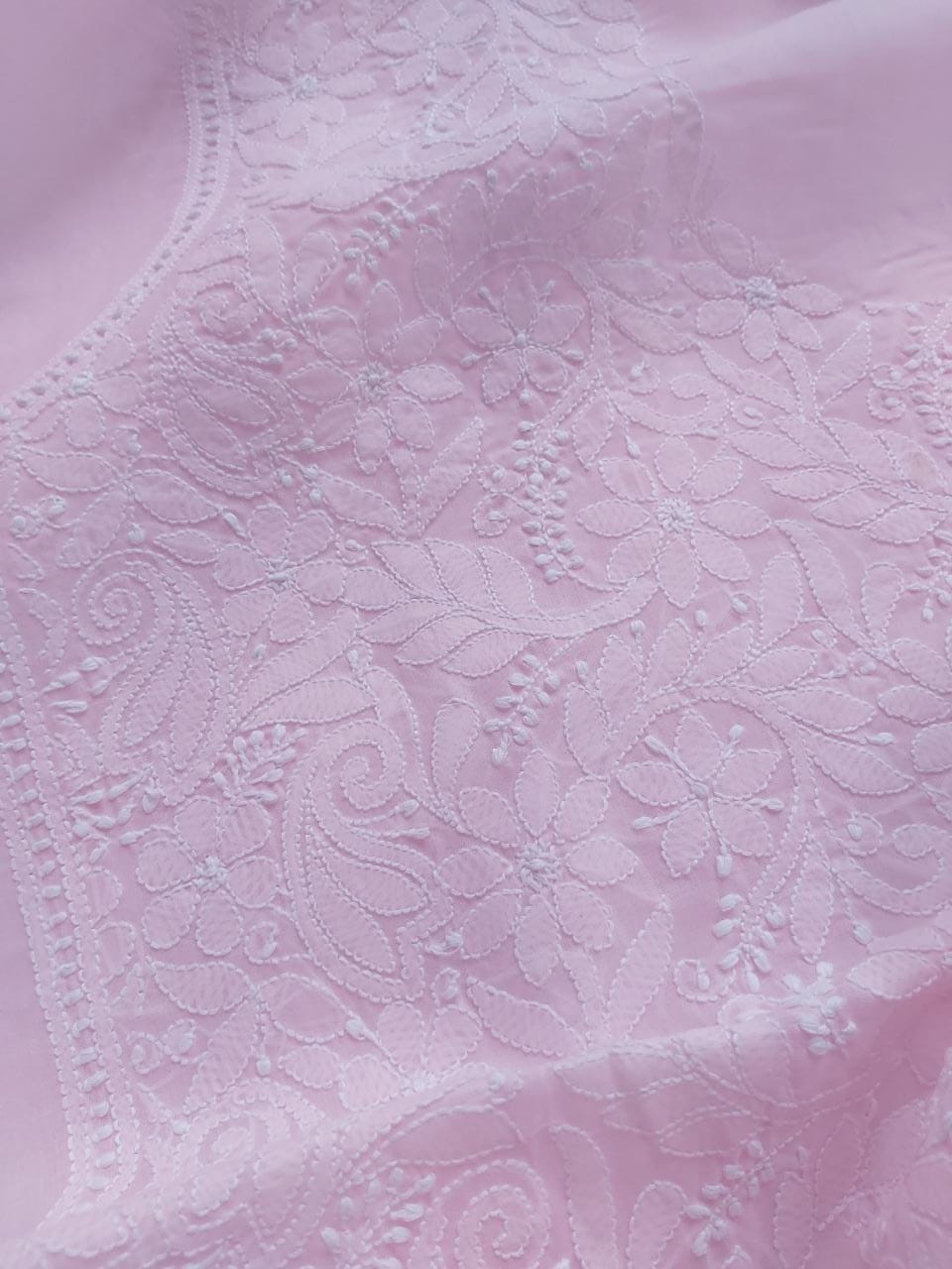 Baby Pink Cotton Jaalwork Kurta