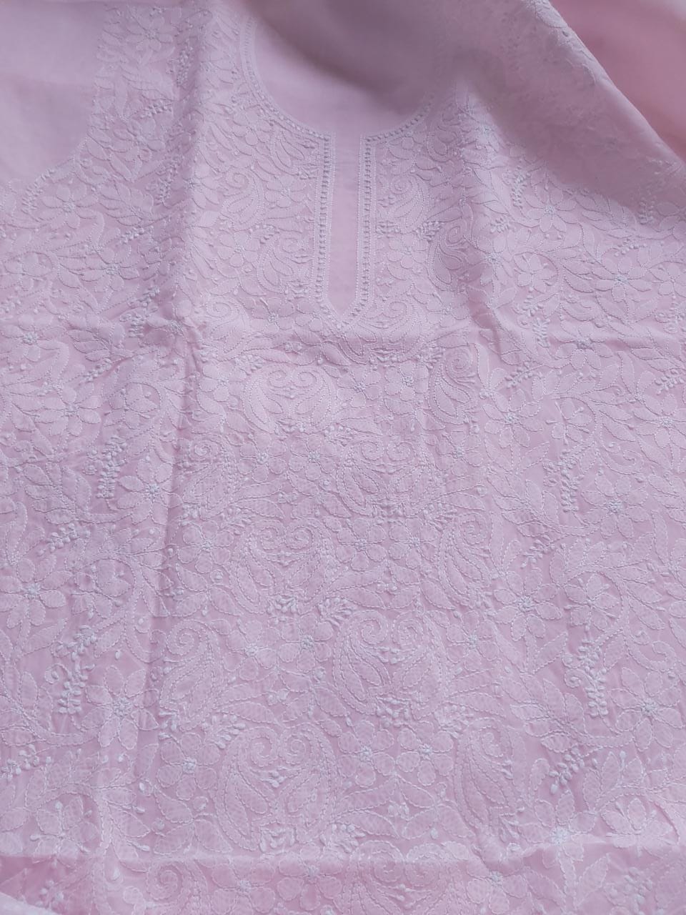 Baby Pink Cotton Jaalwork Kurta