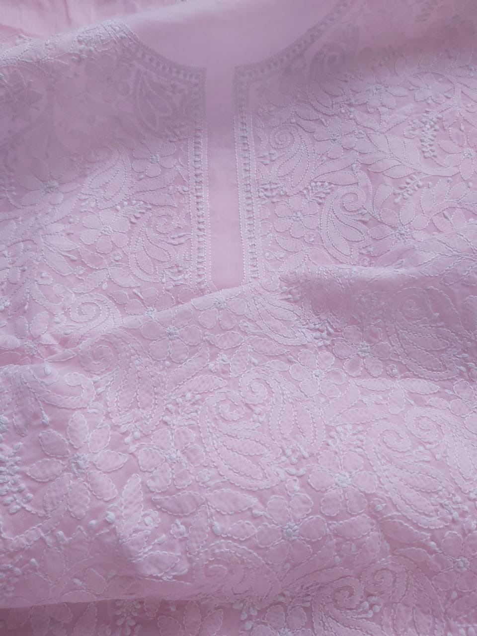 Baby Pink Cotton Jaalwork Kurta