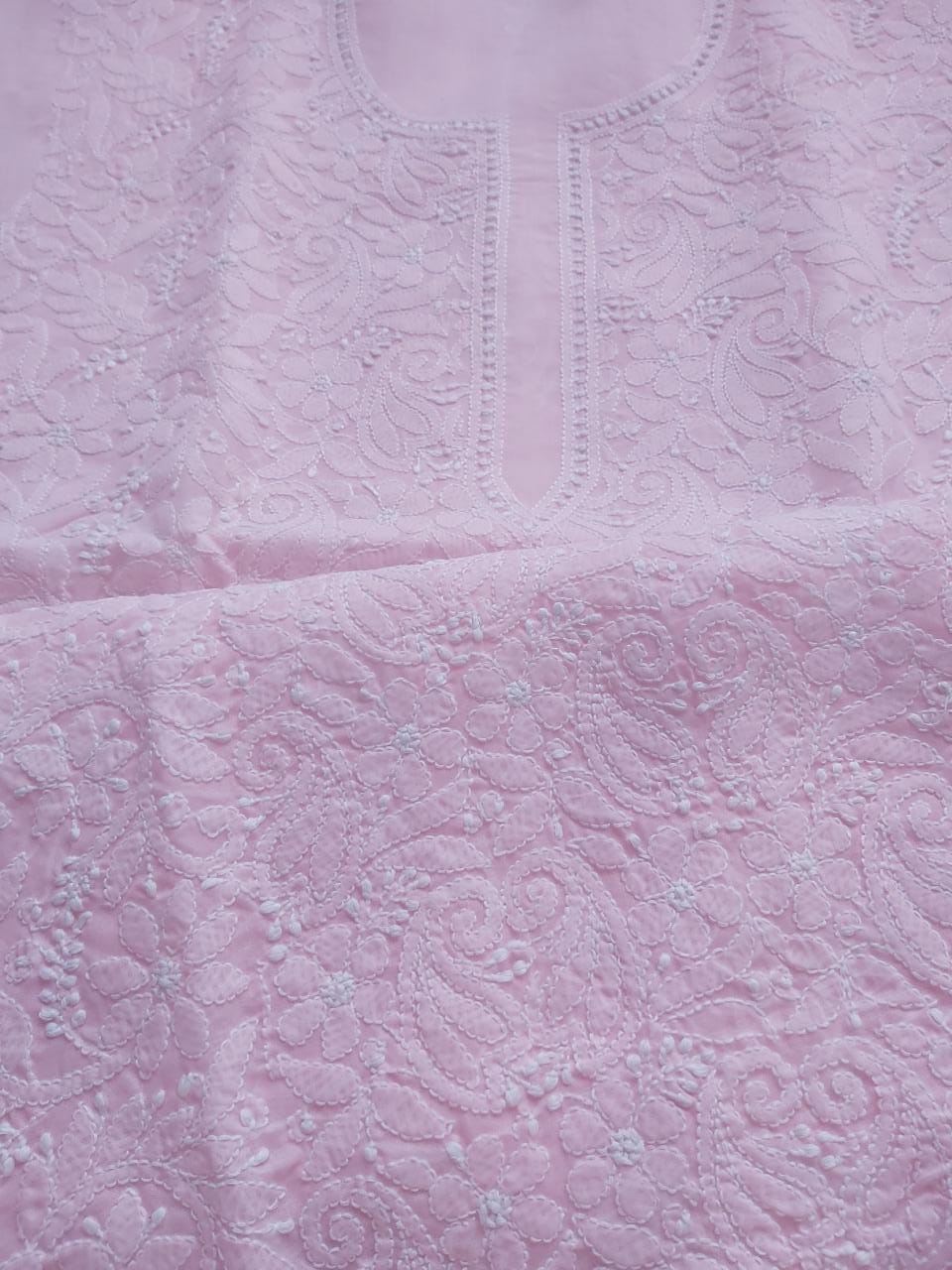 Baby Pink Cotton Jaalwork Kurta