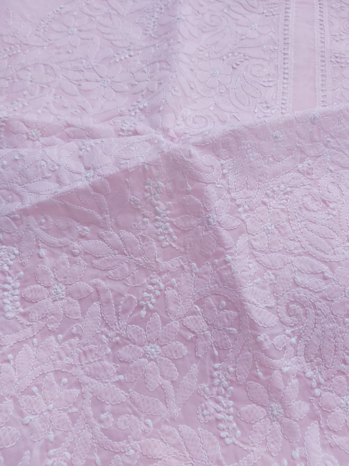 Baby Pink Cotton Jaalwork Kurta