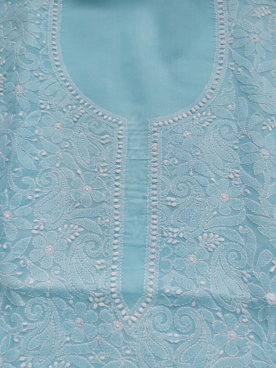 Sky Blue cotton Jaalwork Kurta