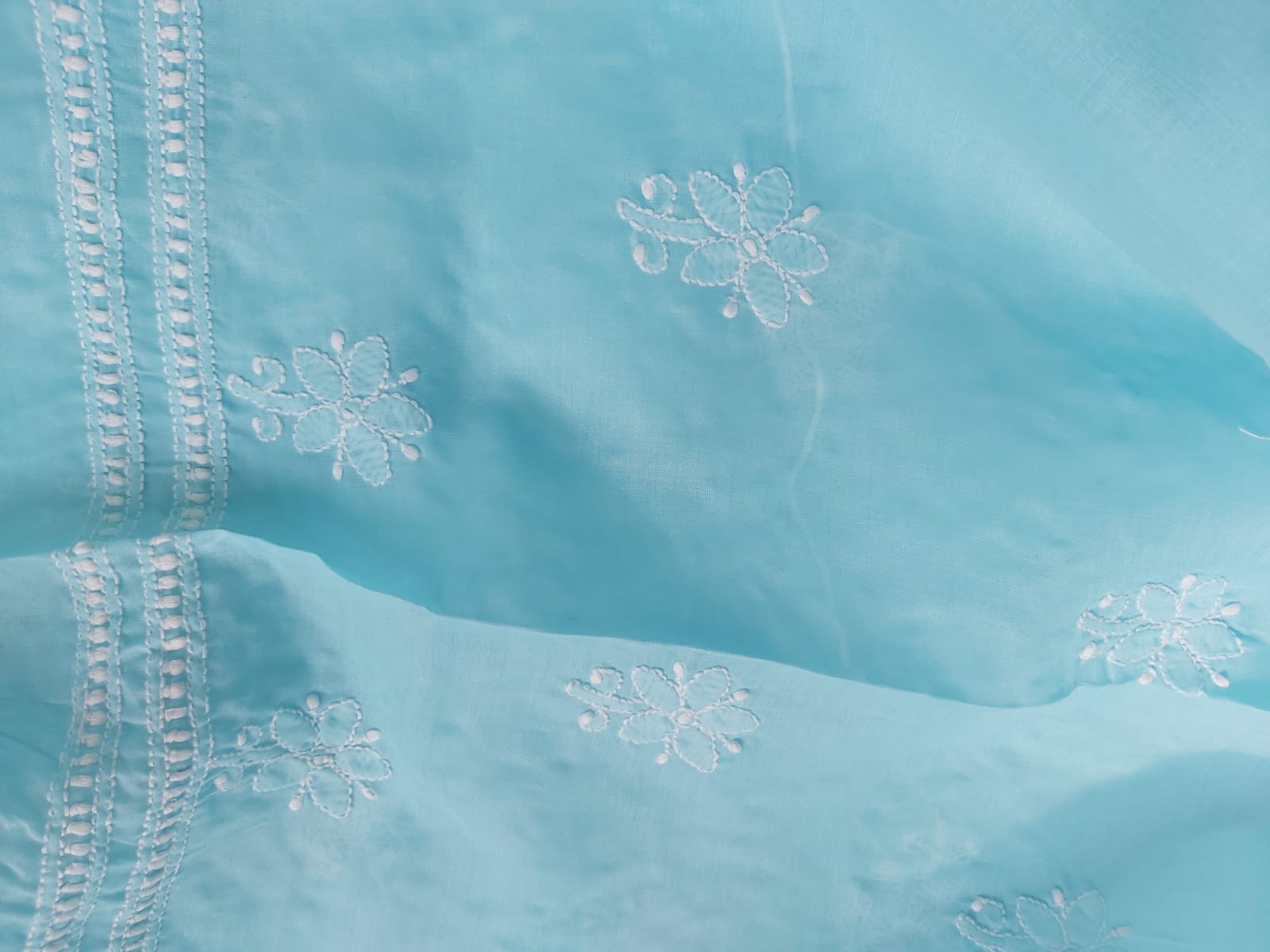 Sky Blue cotton Jaalwork Kurta