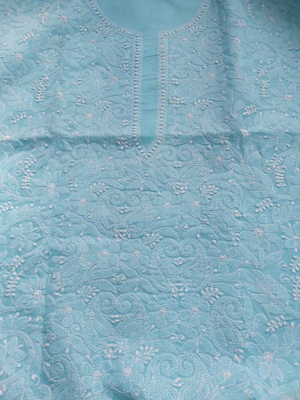 Sky Blue cotton Jaalwork Kurta