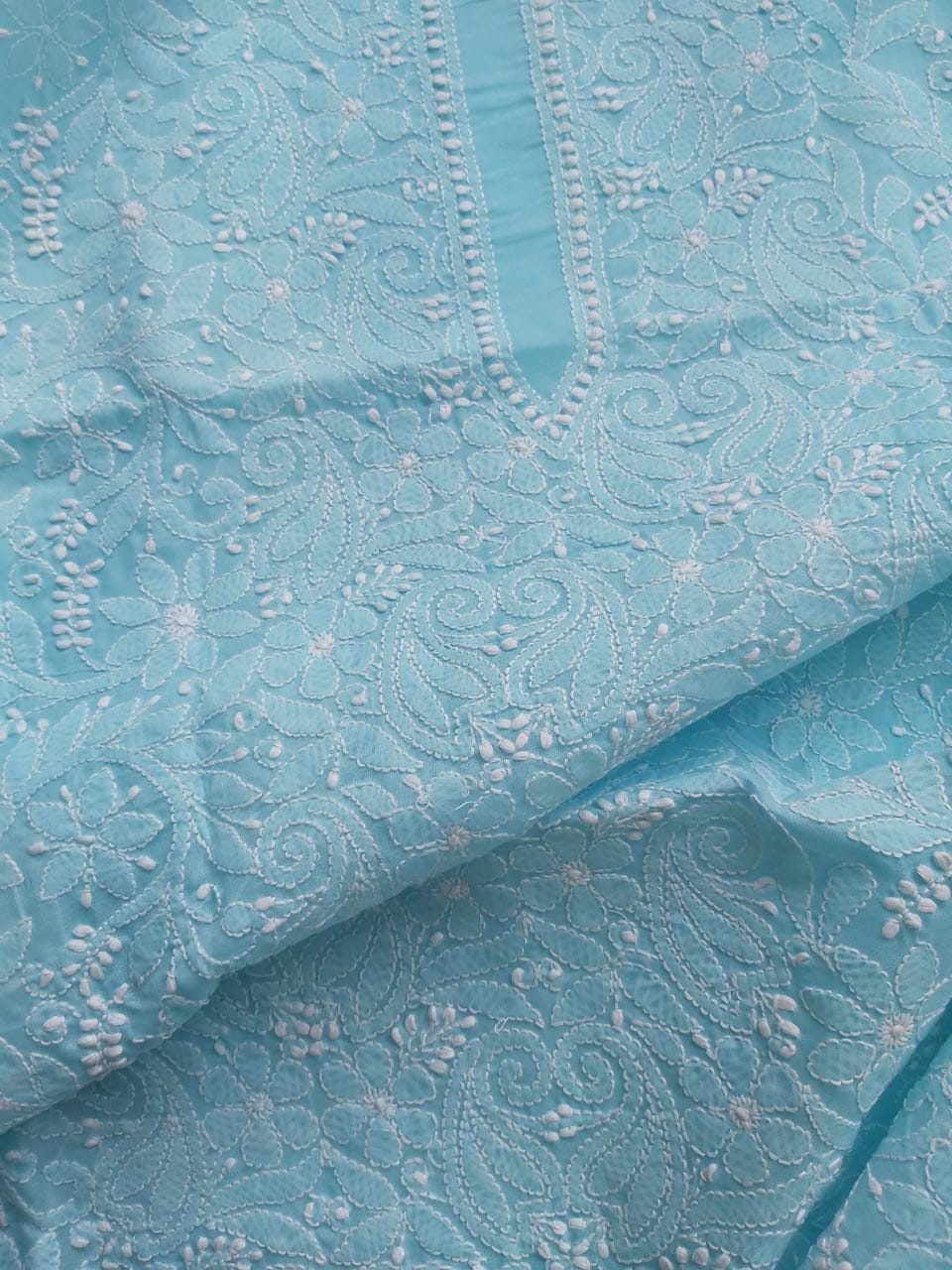 Sky Blue cotton Jaalwork Kurta