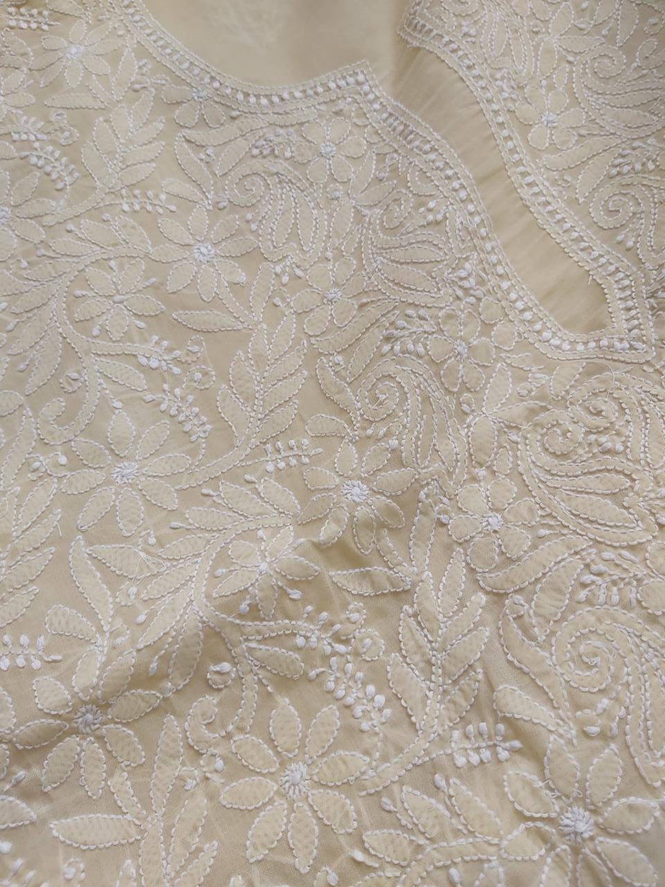 Beige Cotton Jaalwork Kurta