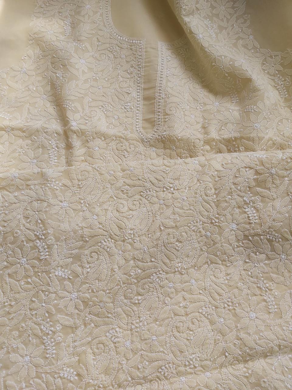 Beige Cotton Jaalwork Kurta