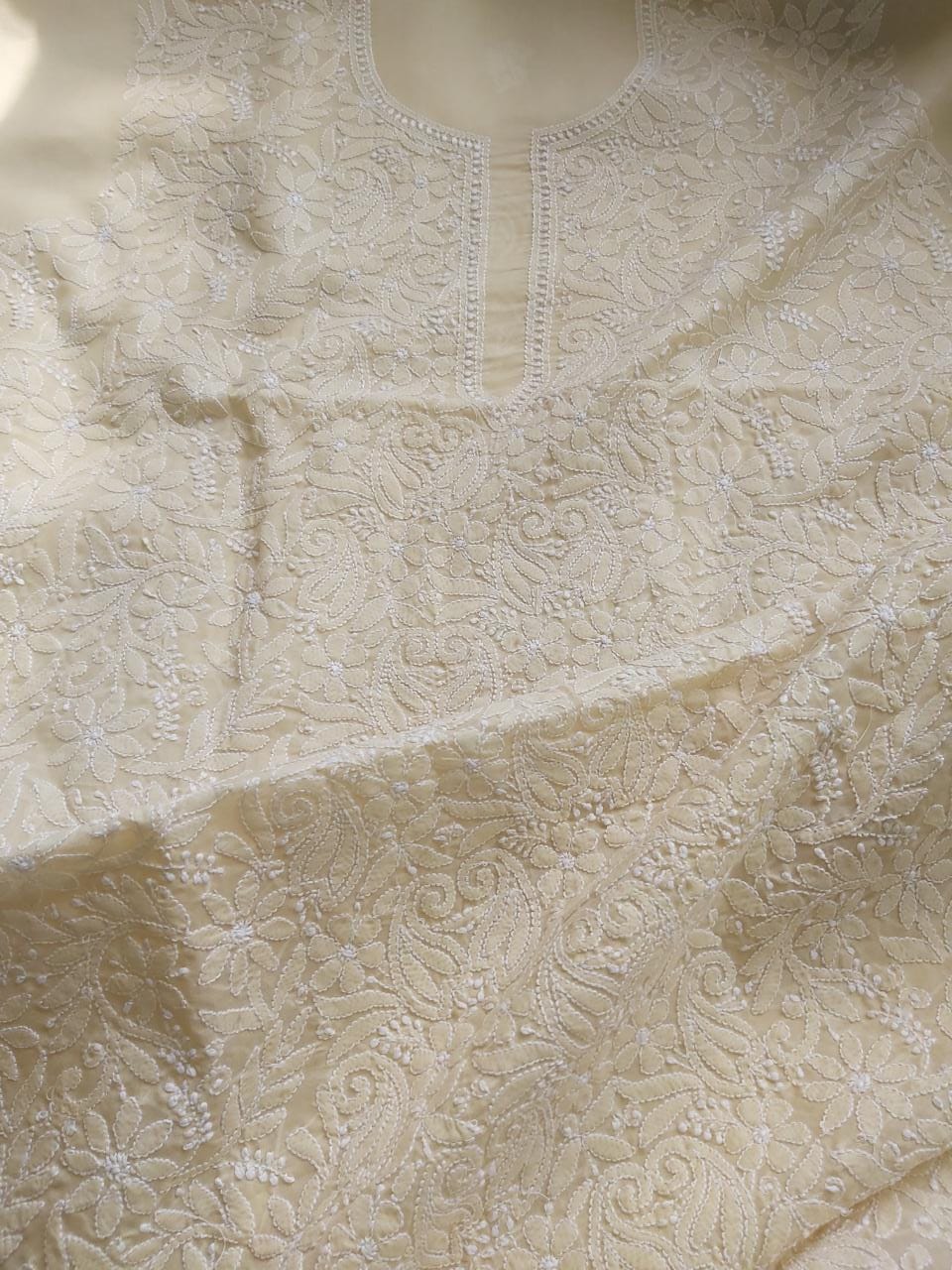 Beige Cotton Jaalwork Kurta