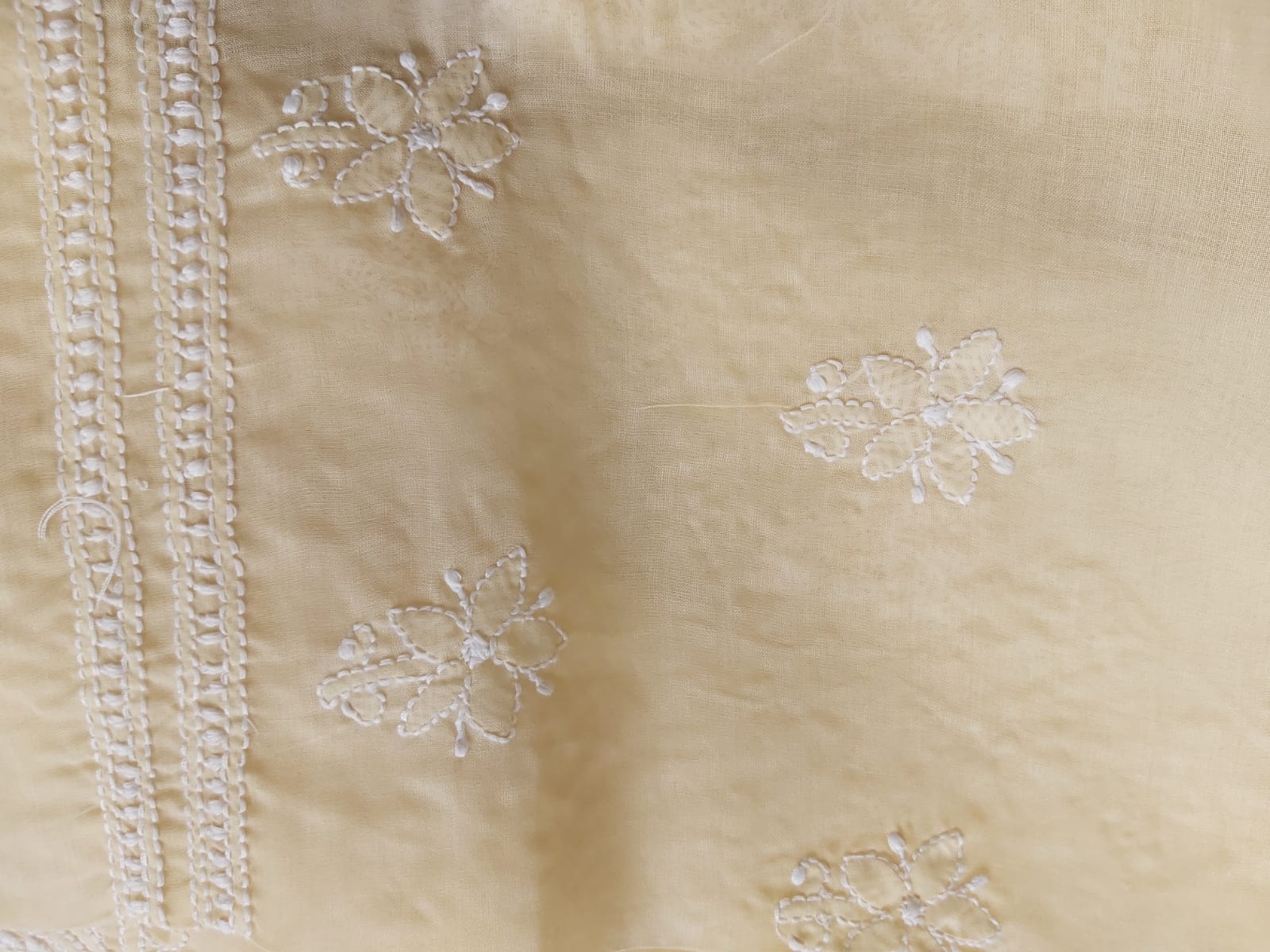 Beige Cotton Jaalwork Kurta