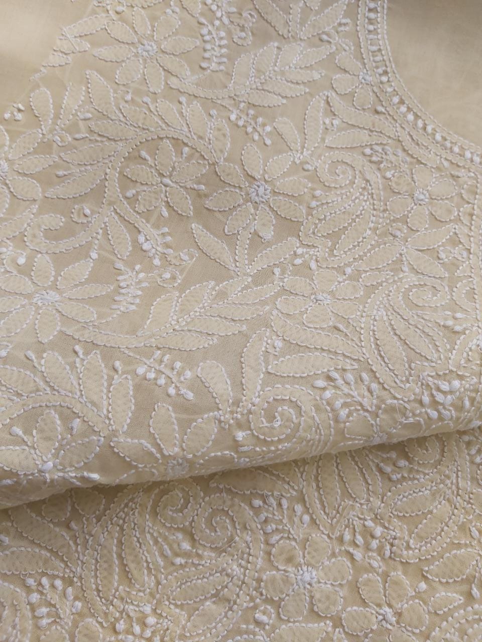 Beige Cotton Jaalwork Kurta