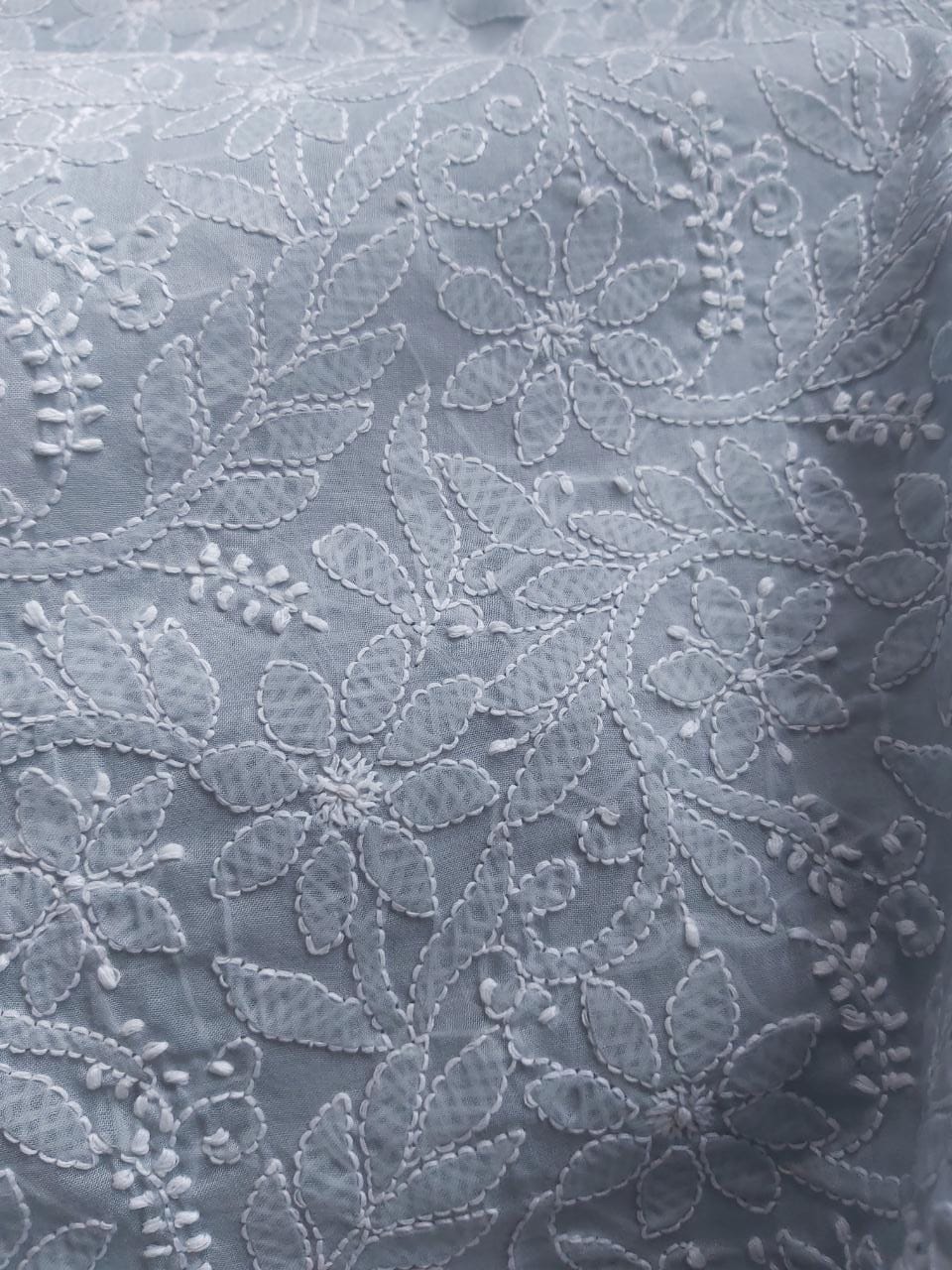 Grey Cotton Jaalwork Kurta