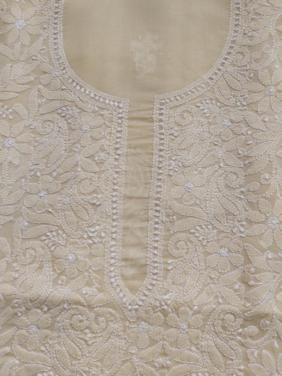 Beige Cotton Jaalwork Kurta