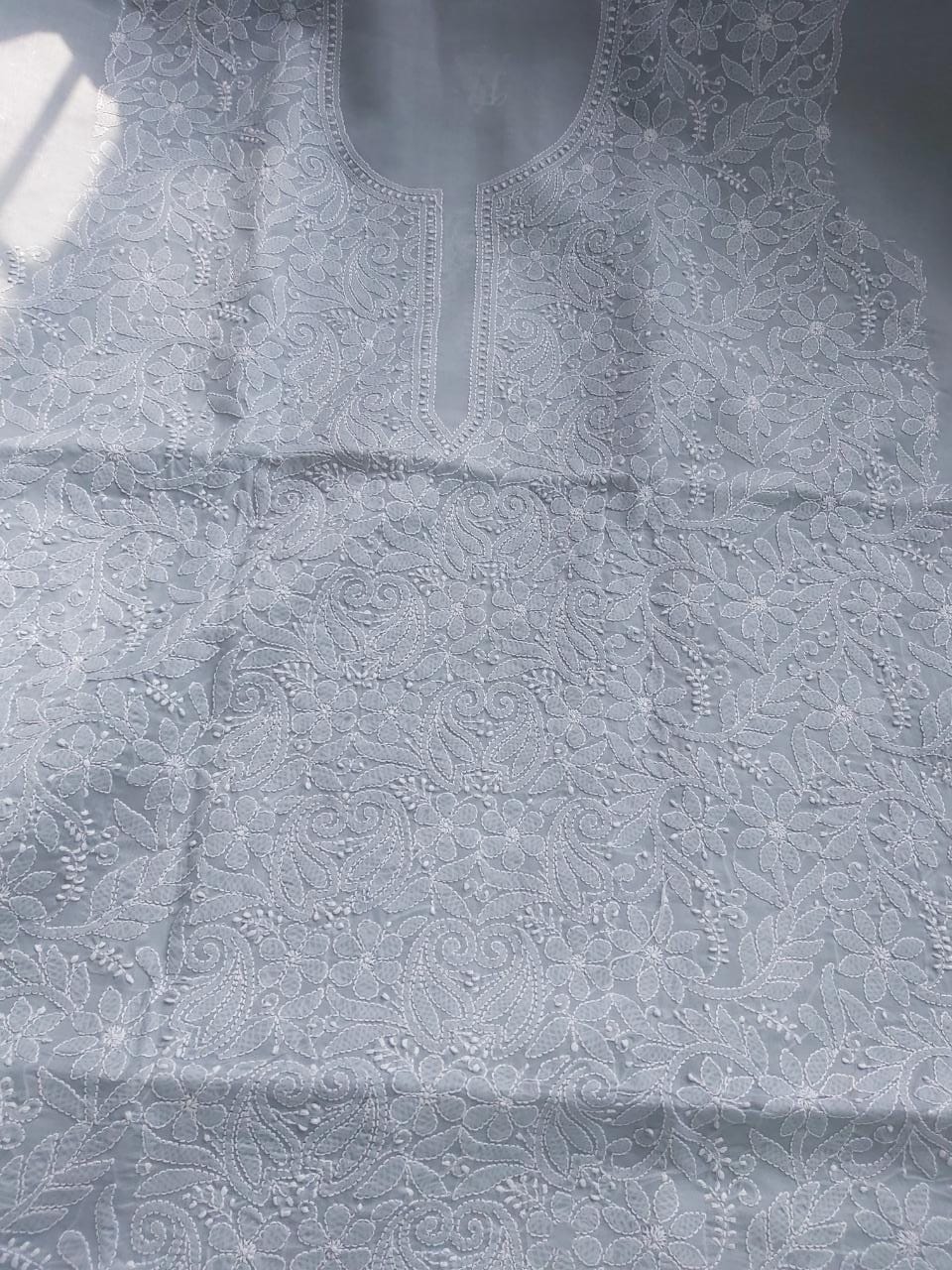 Grey Cotton Jaalwork Kurta