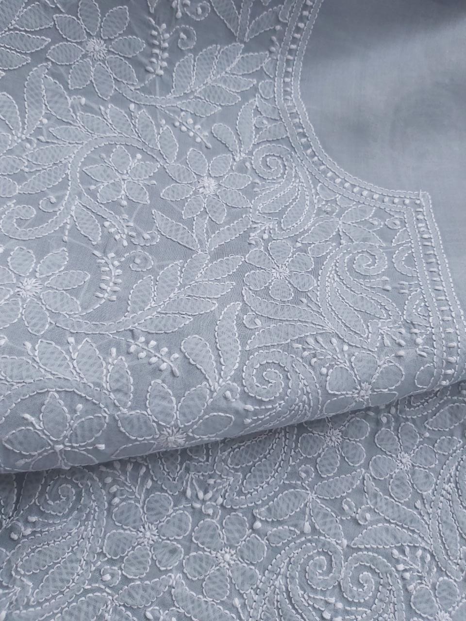 Grey Cotton Jaalwork Kurta