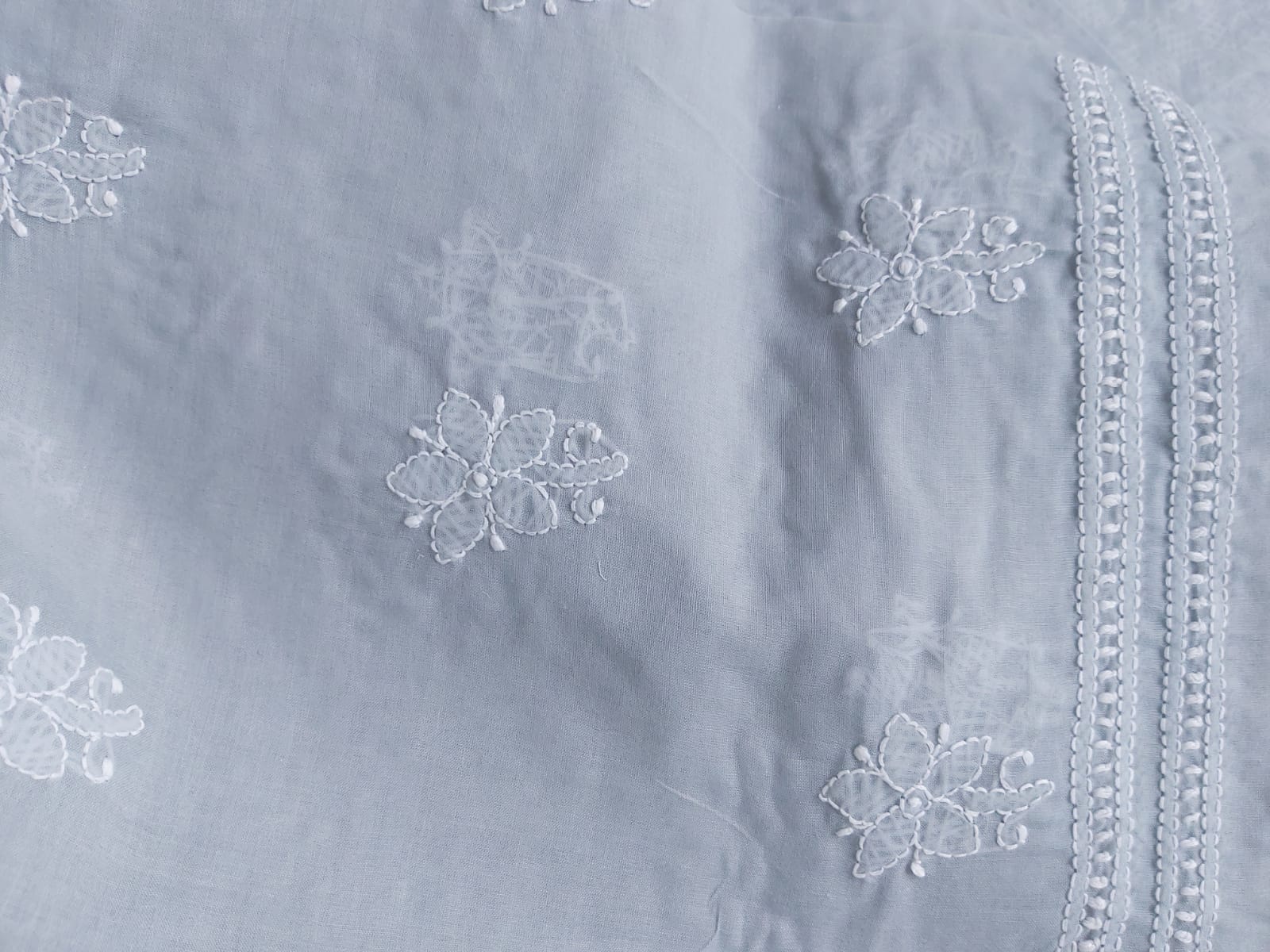 Grey Cotton Jaalwork Kurta