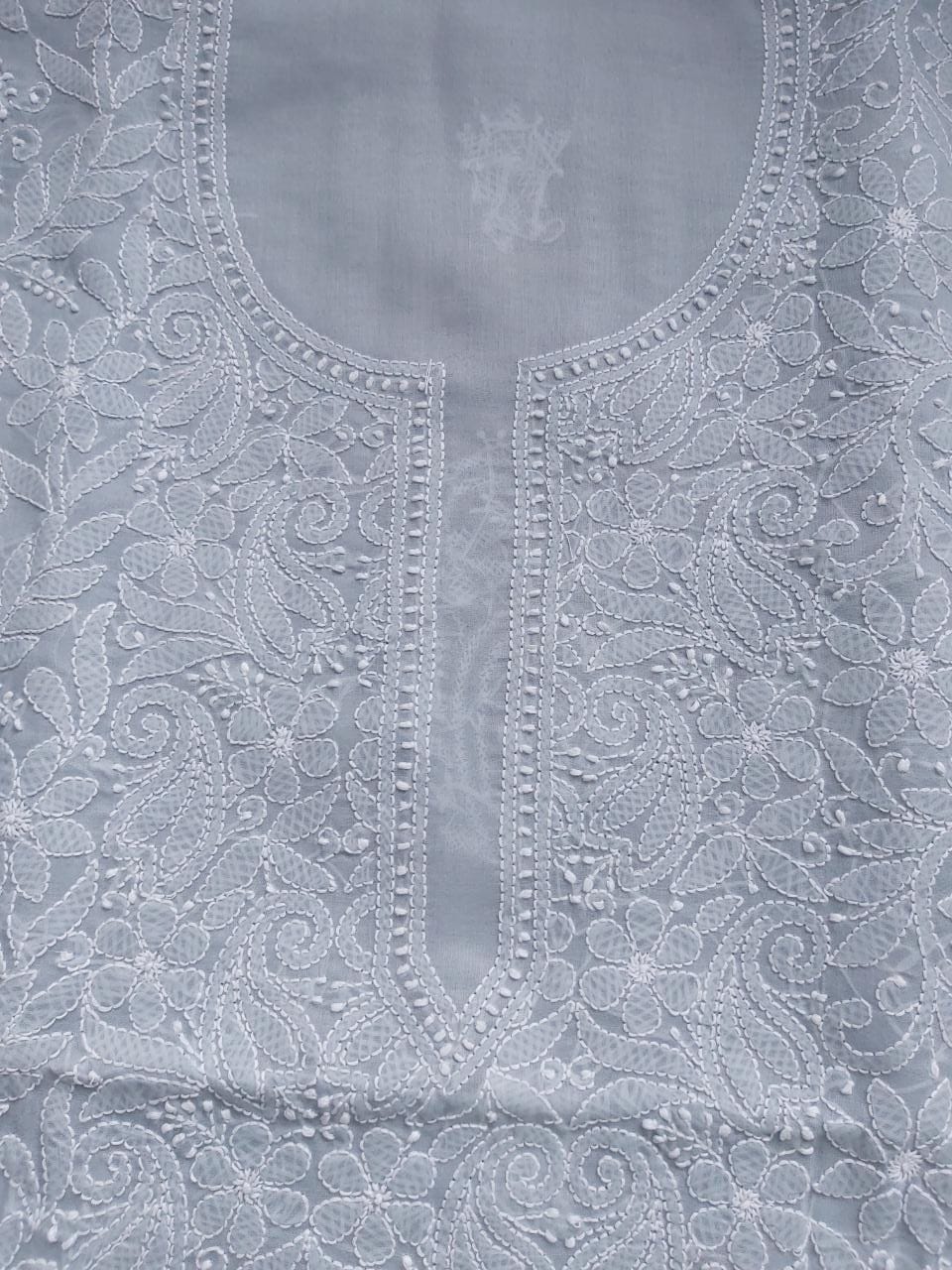 Grey Cotton Jaalwork Kurta