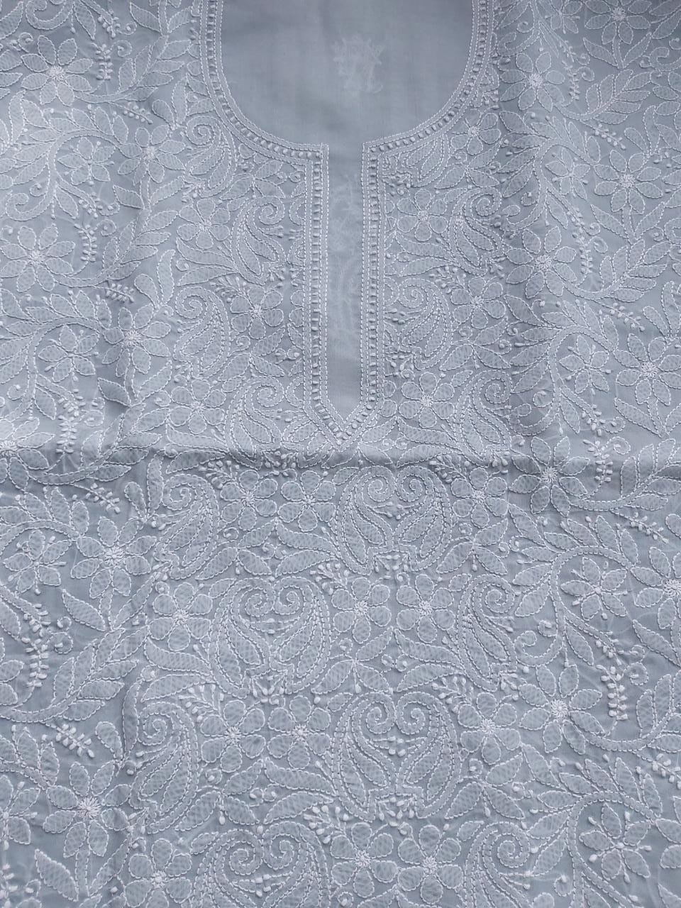 Grey Cotton Jaalwork Kurta