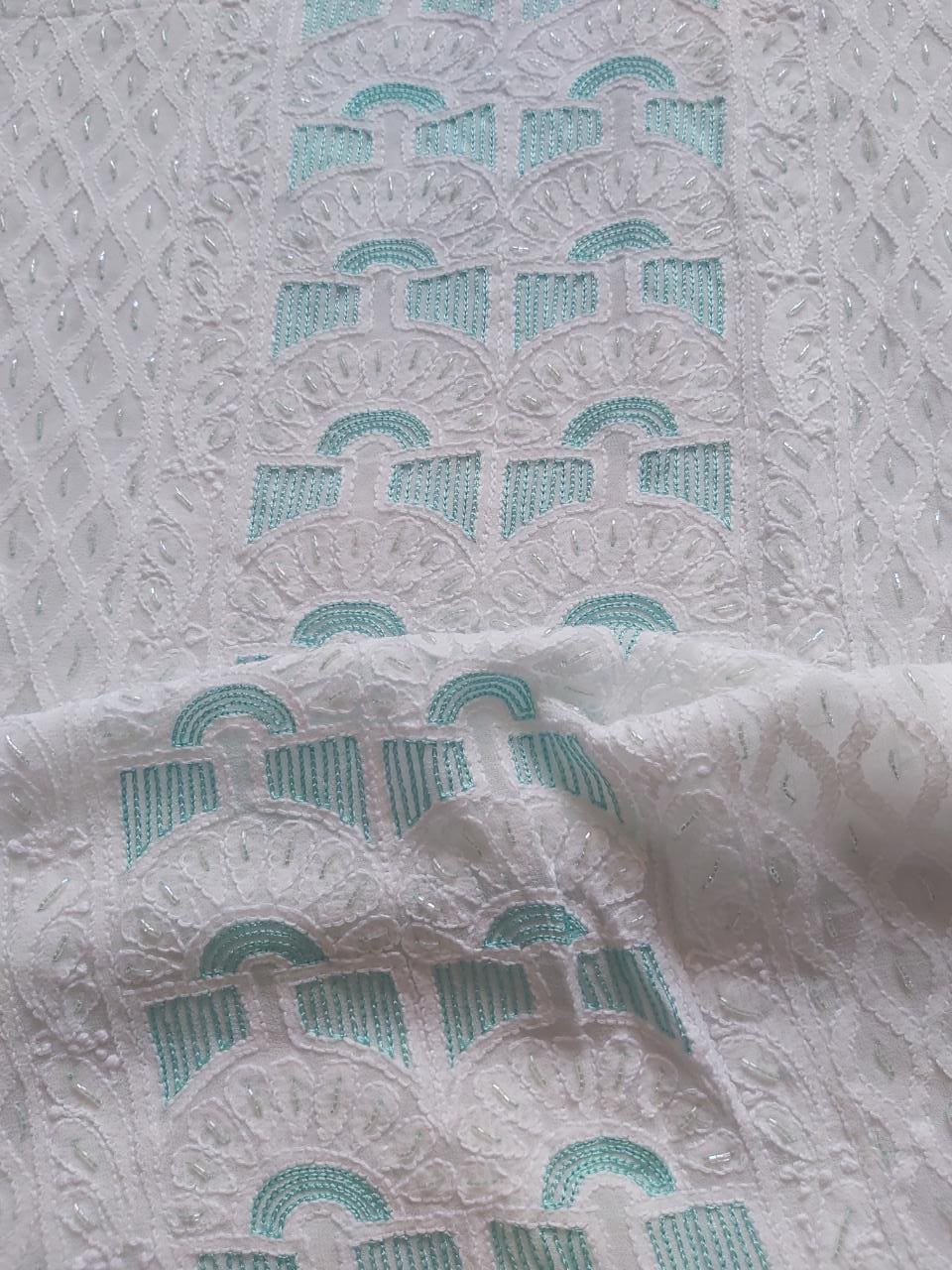 White viscose Kurta and Dupatta with Add on work