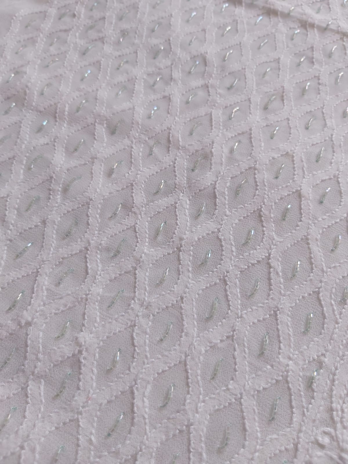 White viscose Kurta and Dupatta with Add on work