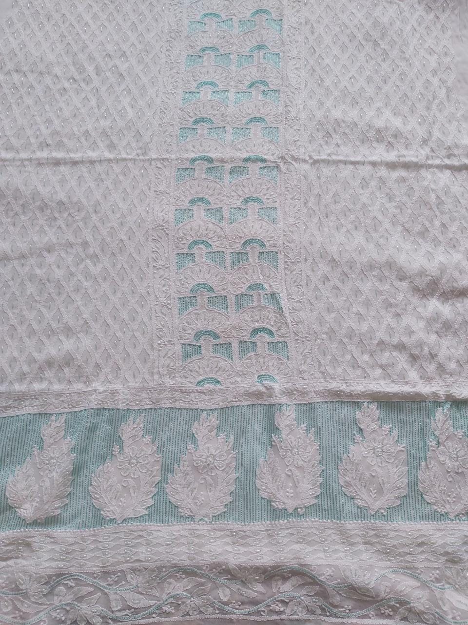 White viscose Kurta and Dupatta with Add on work