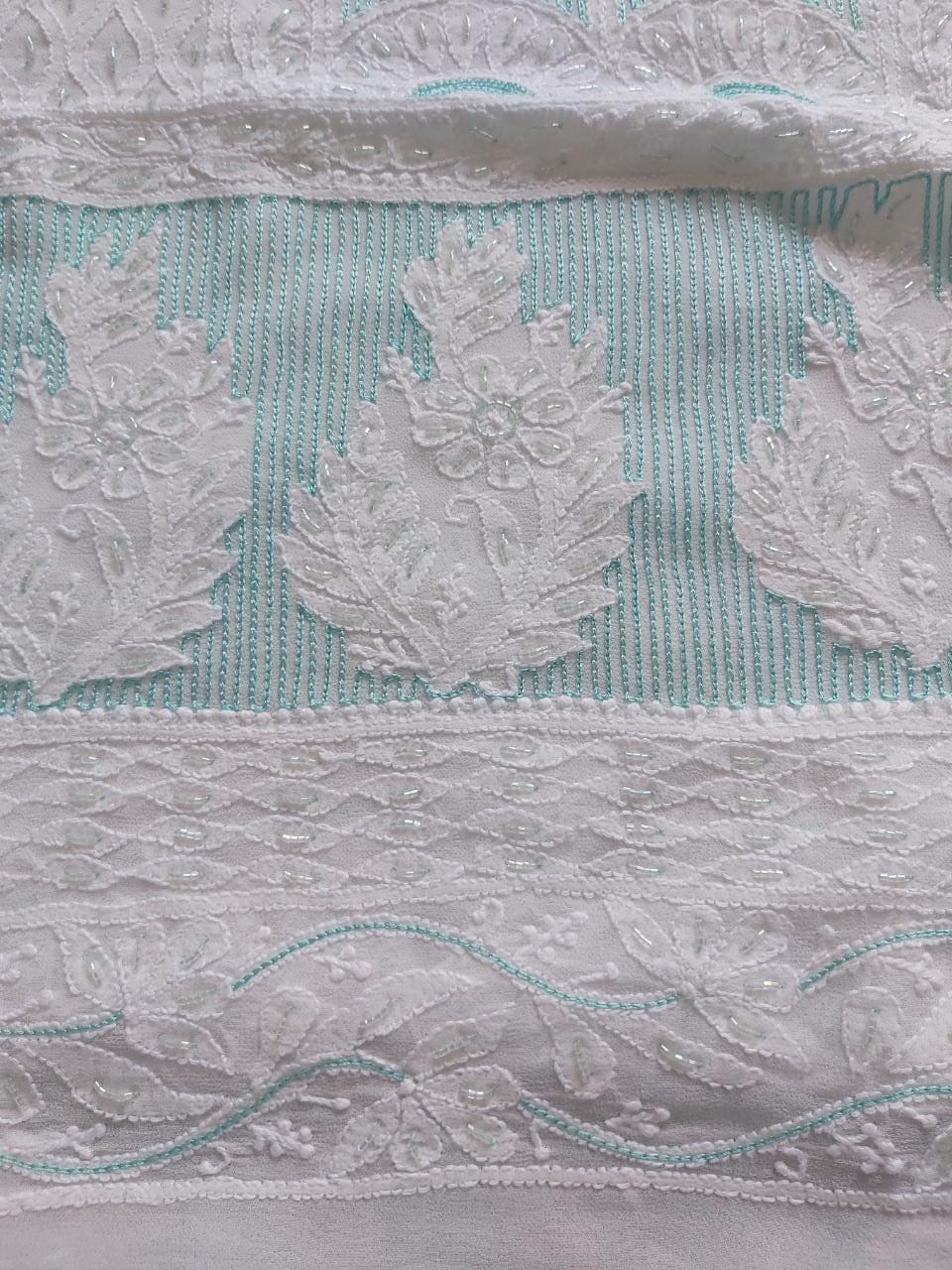 White viscose Kurta and Dupatta with Add on work