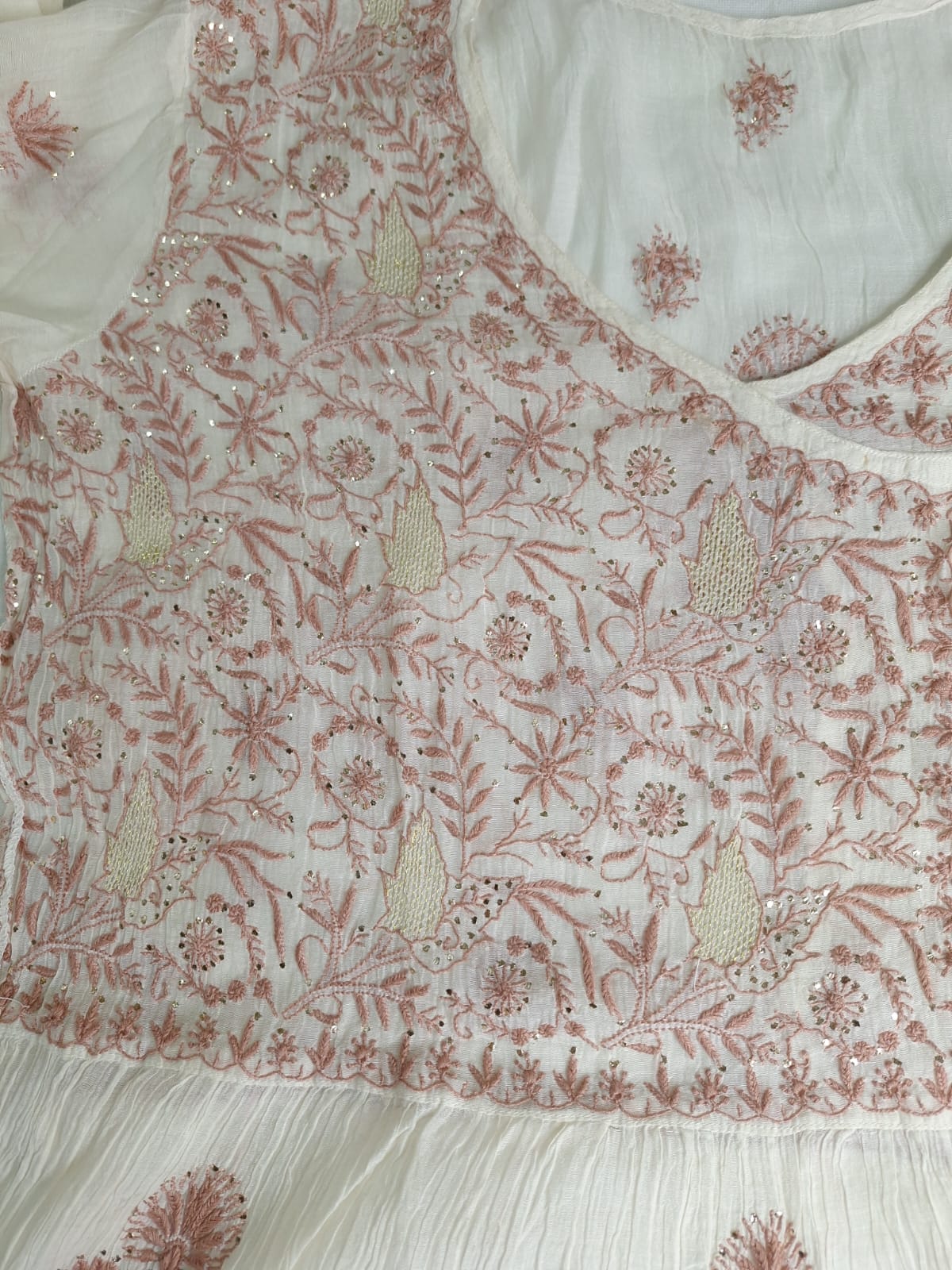Mul Chanderi Angarkha Kurta and Dupatta