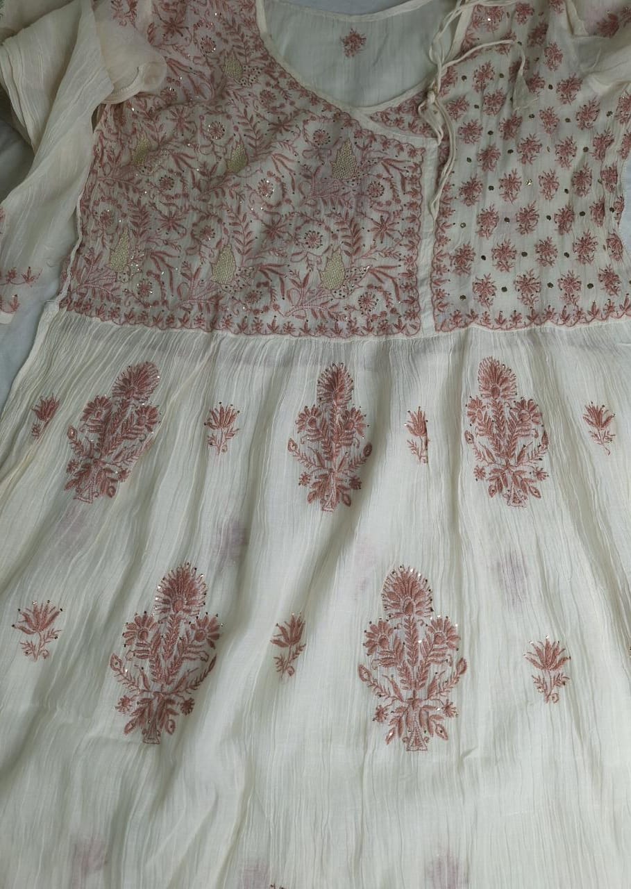 Mul Chanderi Angarkha Kurta and Dupatta
