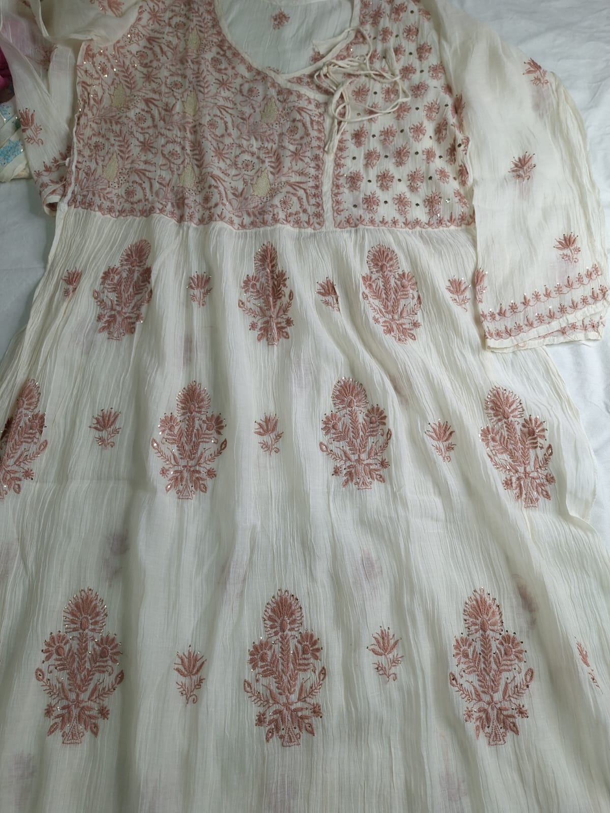 Mul Chanderi Angarkha Kurta and Dupatta