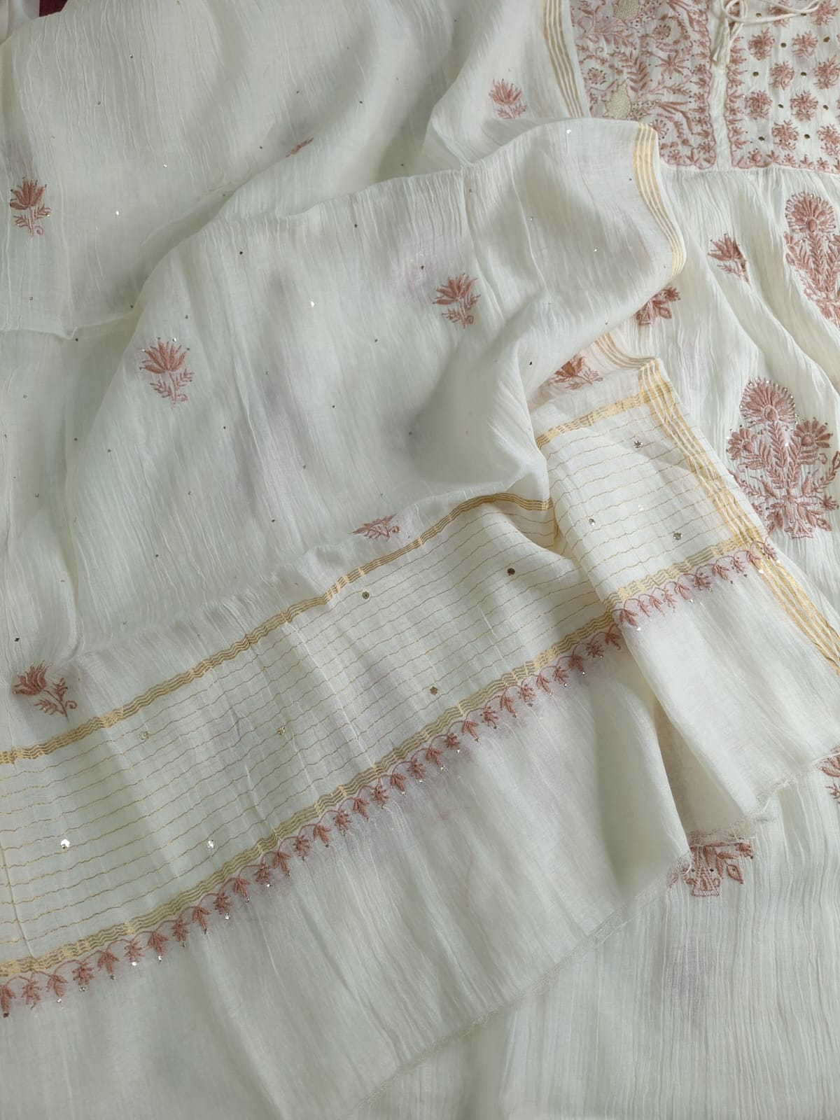 Mul Chanderi Angarkha Kurta and Dupatta