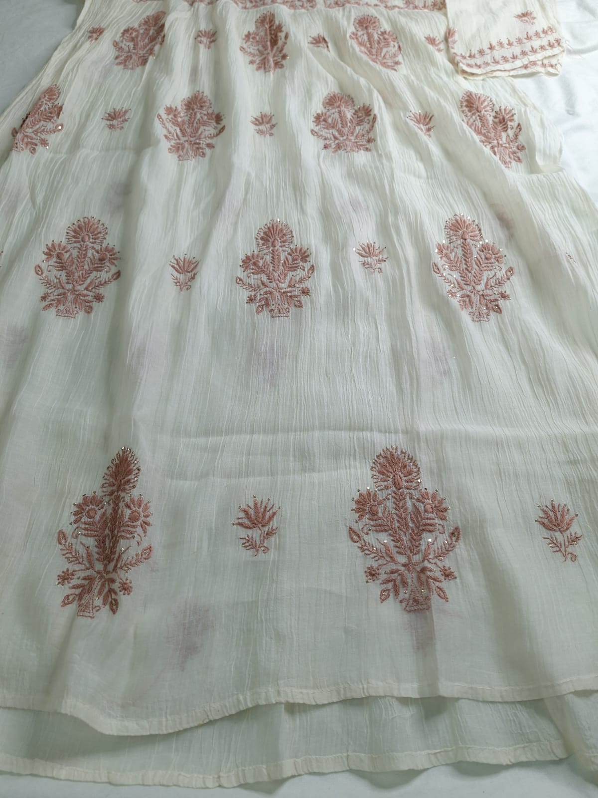 Mul Chanderi Angarkha Kurta and Dupatta