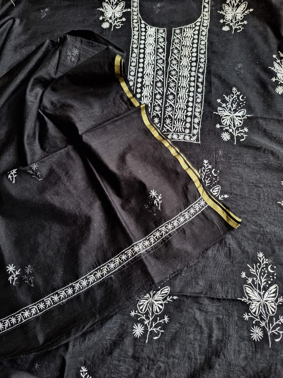 TITLI Black chanderi kurta and dupatta