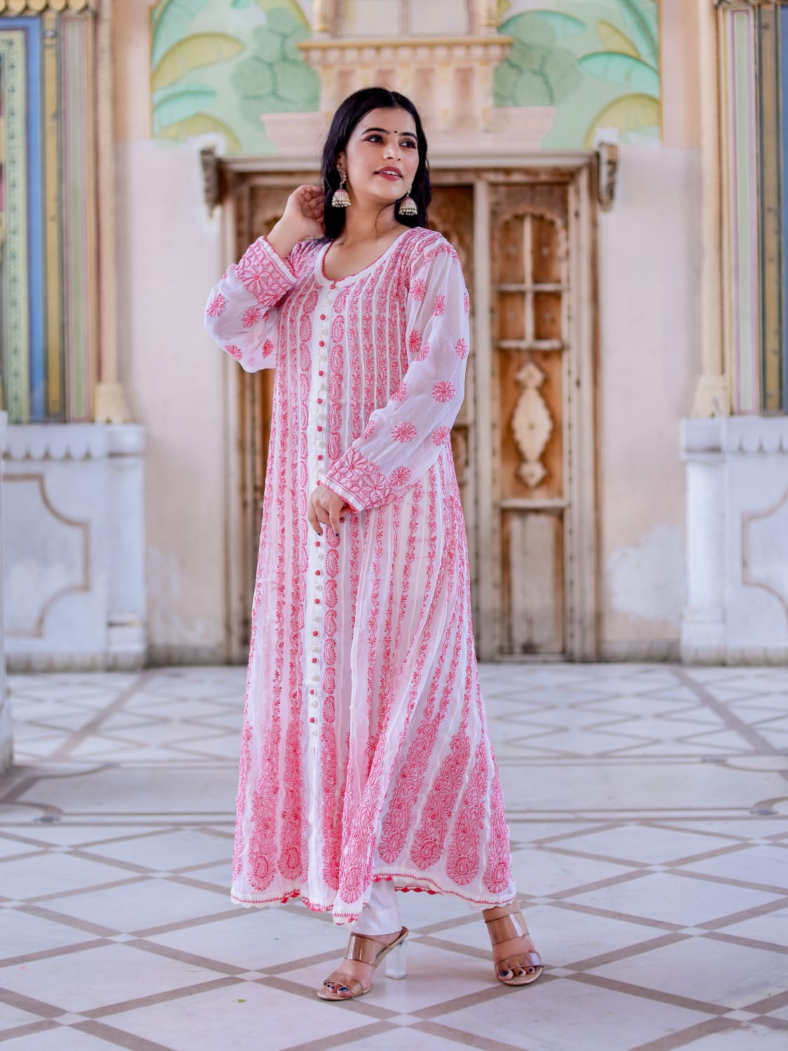 Georgette All over embroidered Anarkali