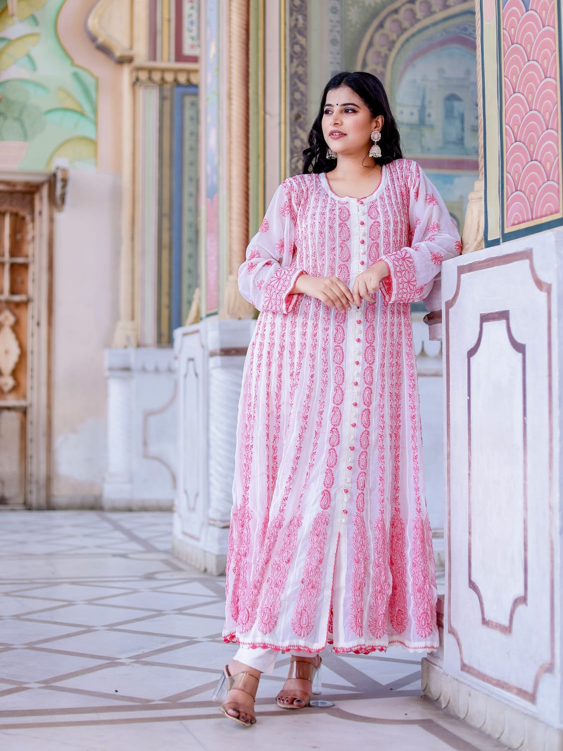 Georgette All over embroidered Anarkali