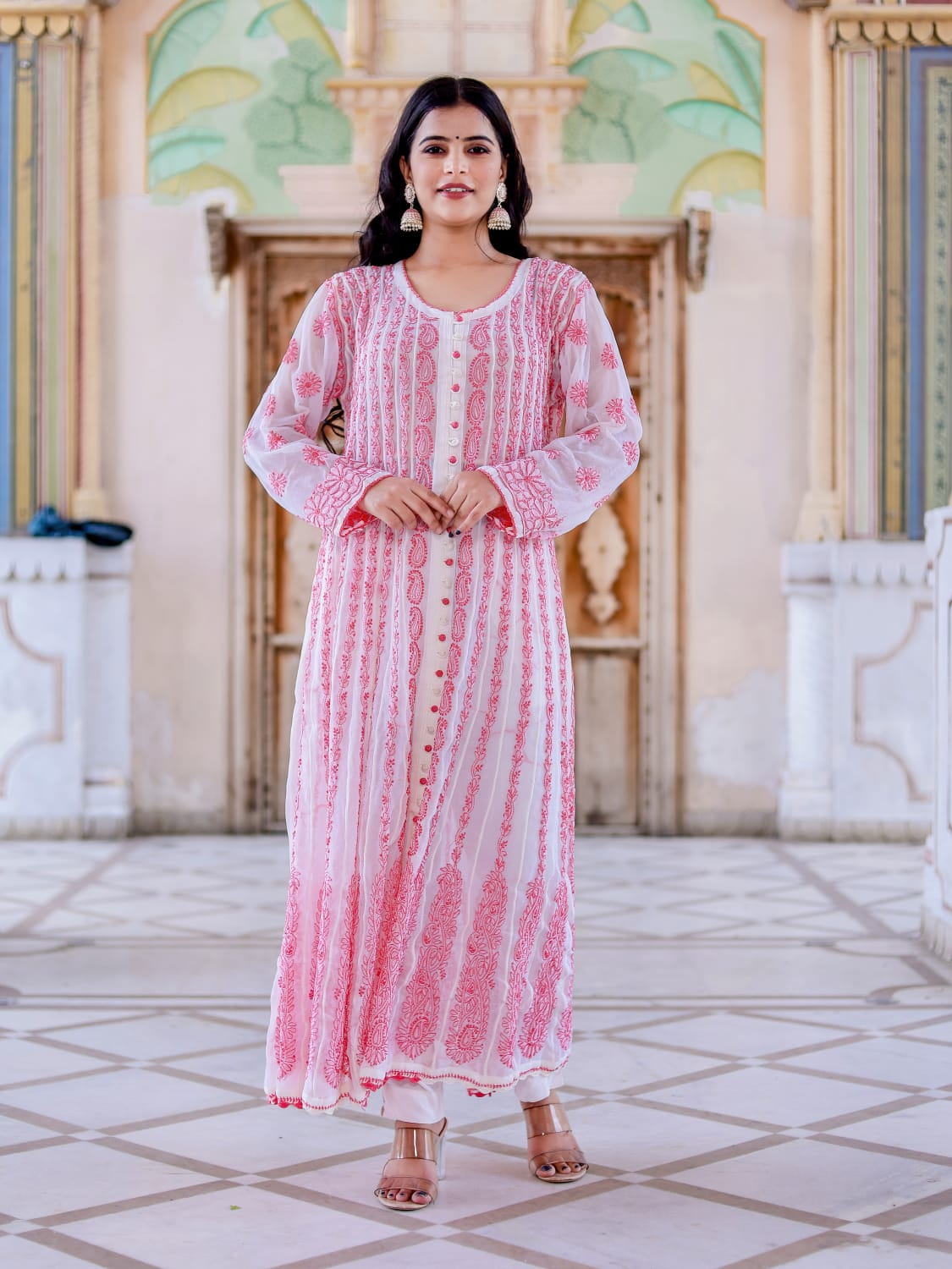 Georgette All over embroidered Anarkali