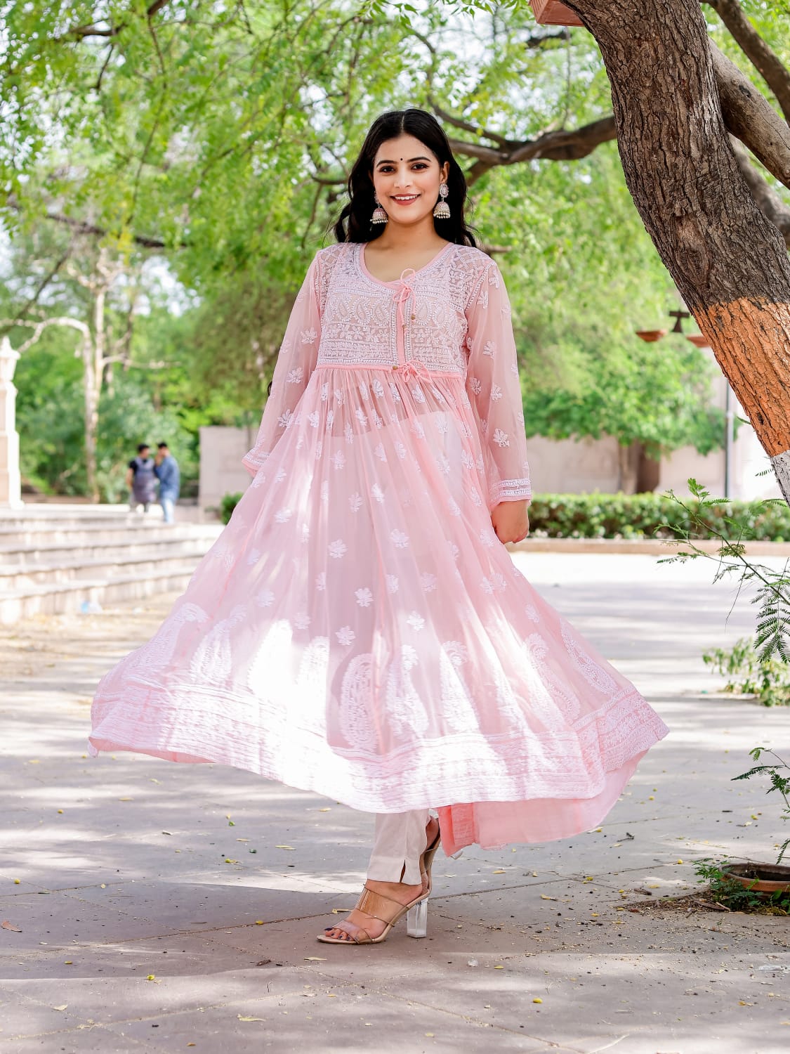 Georgette Designer Angarkha kurti with Resham work