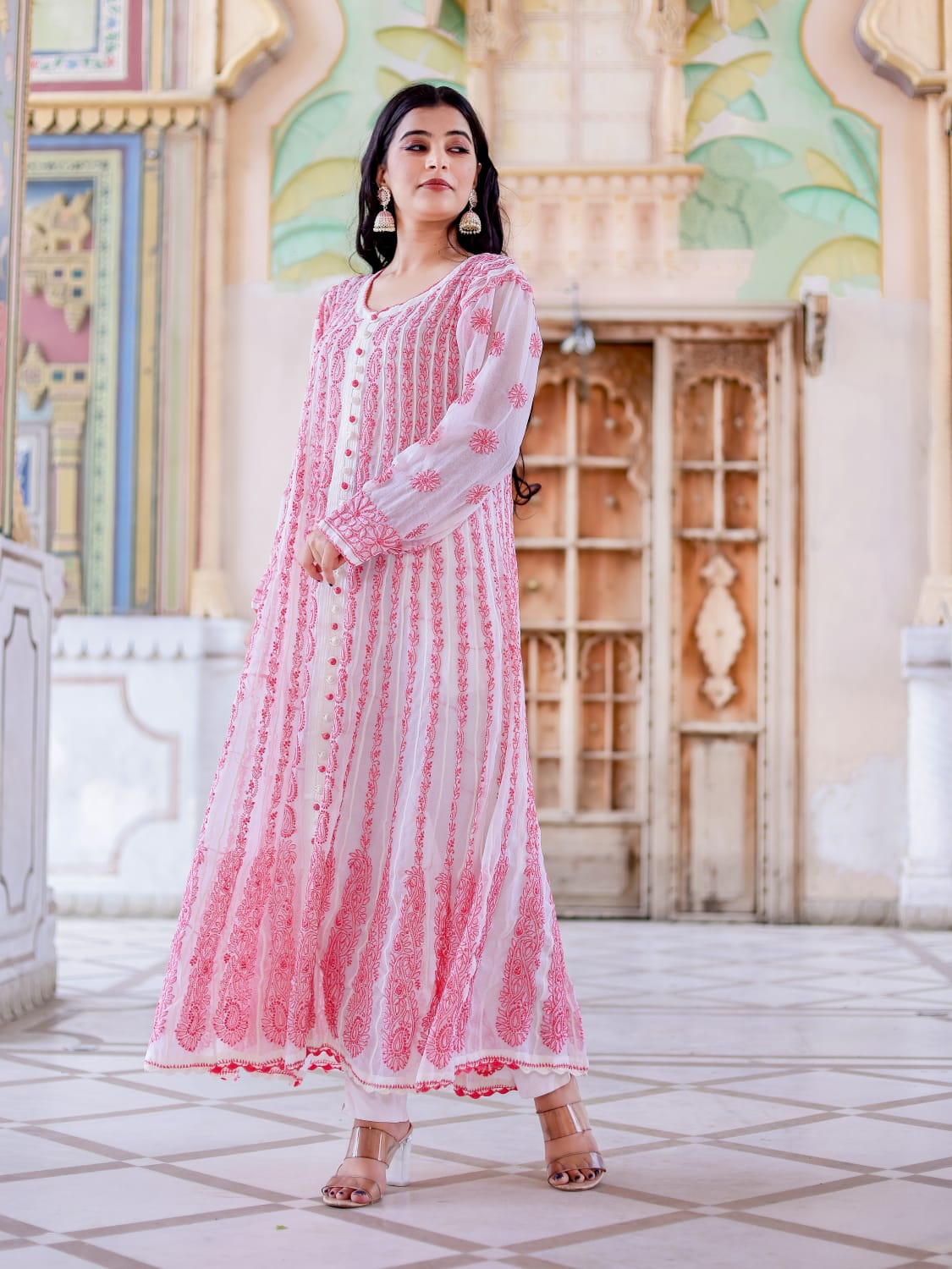 Georgette All over embroidered Anarkali