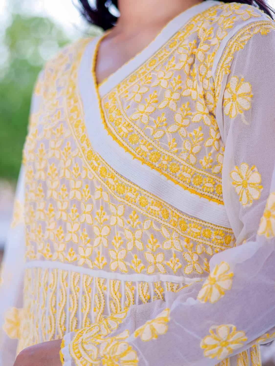 Georgette Angarkha style all over embroidered