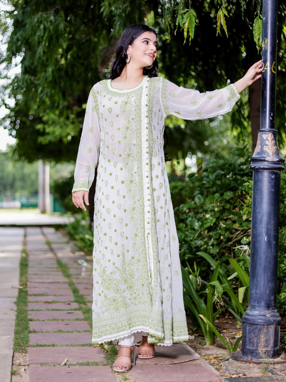 Georgette A line angarkhastyle kurta