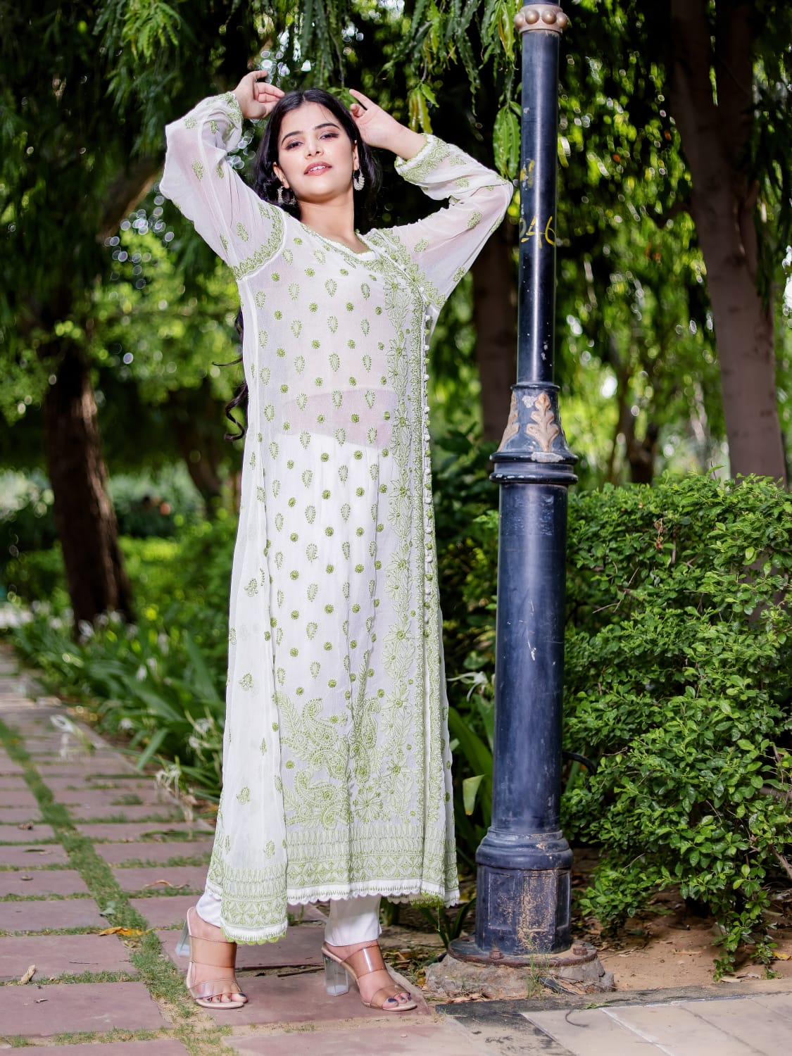 Georgette A line angarkhastyle kurta