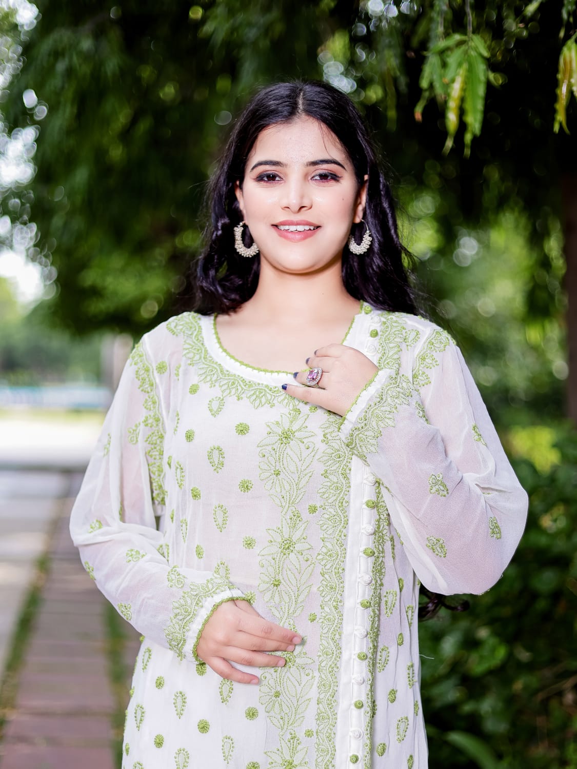 Georgette A line angarkhastyle kurta