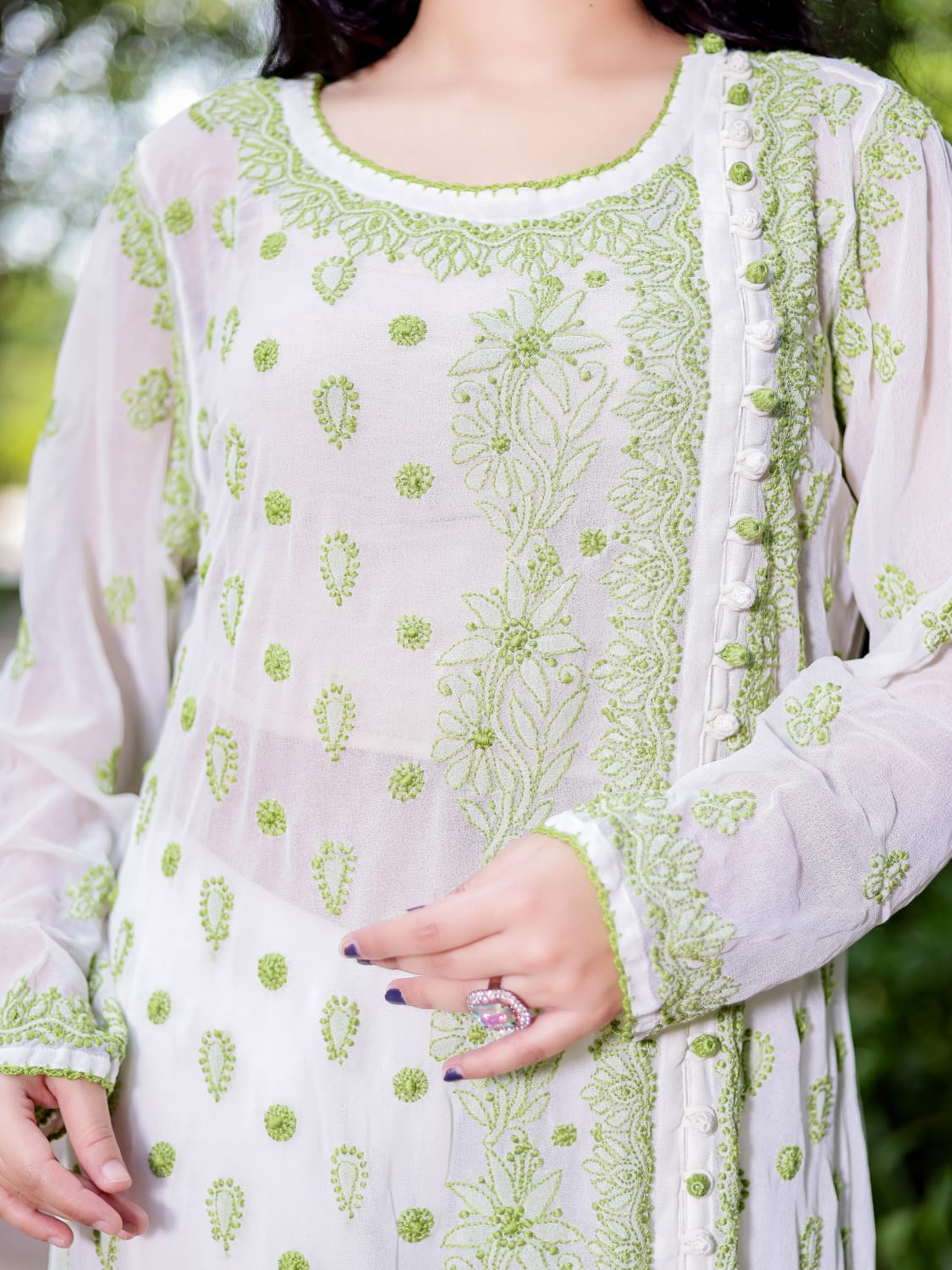 Georgette A line angarkhastyle kurta