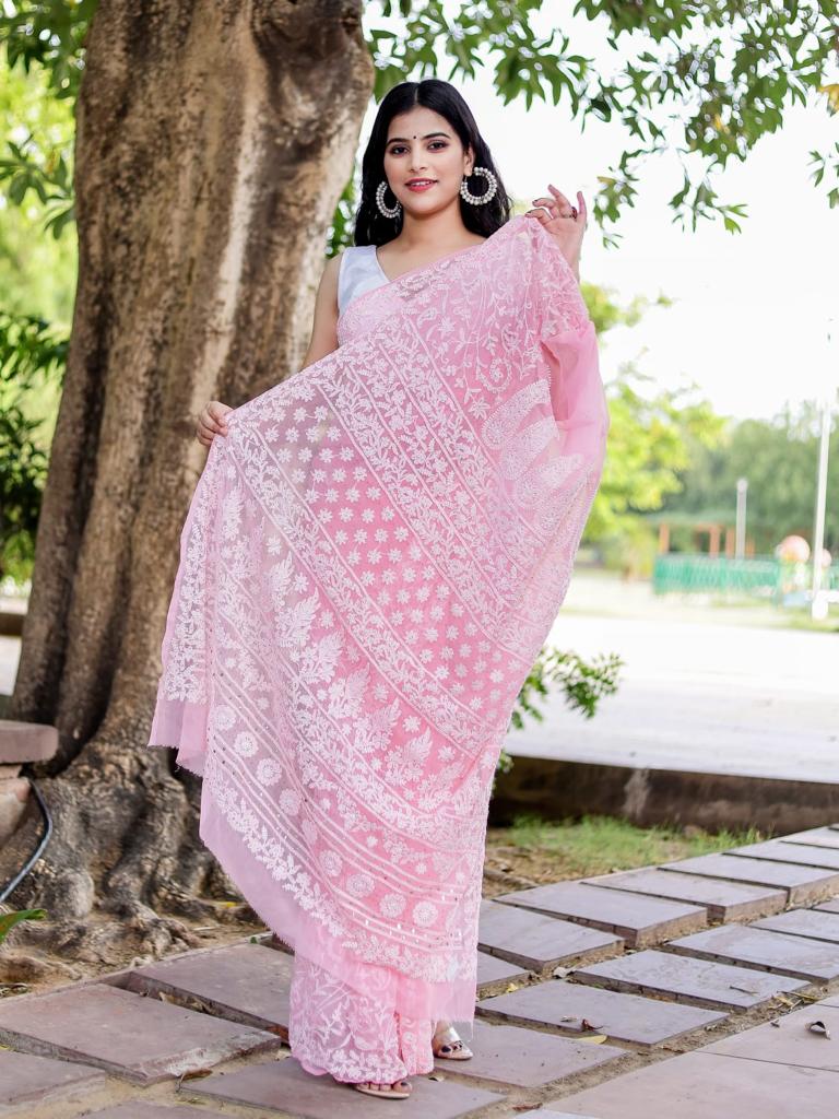 Georgette Saree with Mukaish