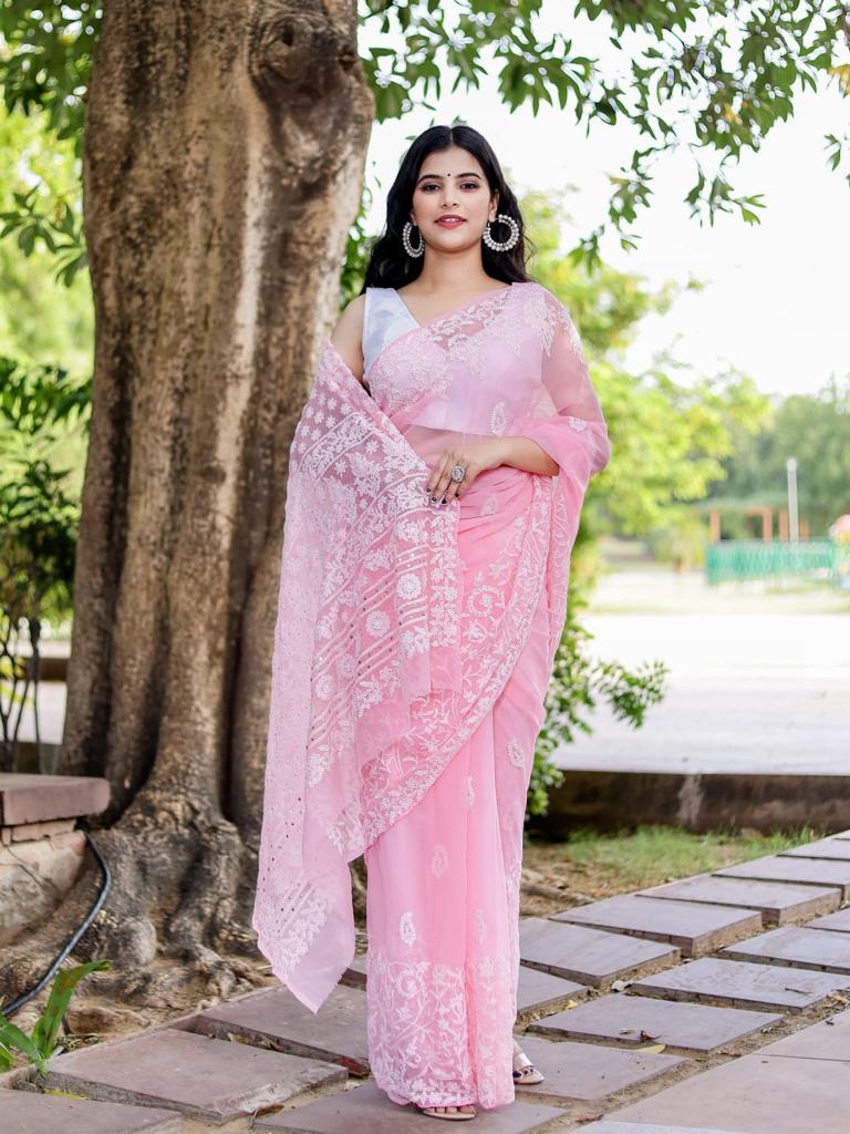 Georgette Saree with Mukaish