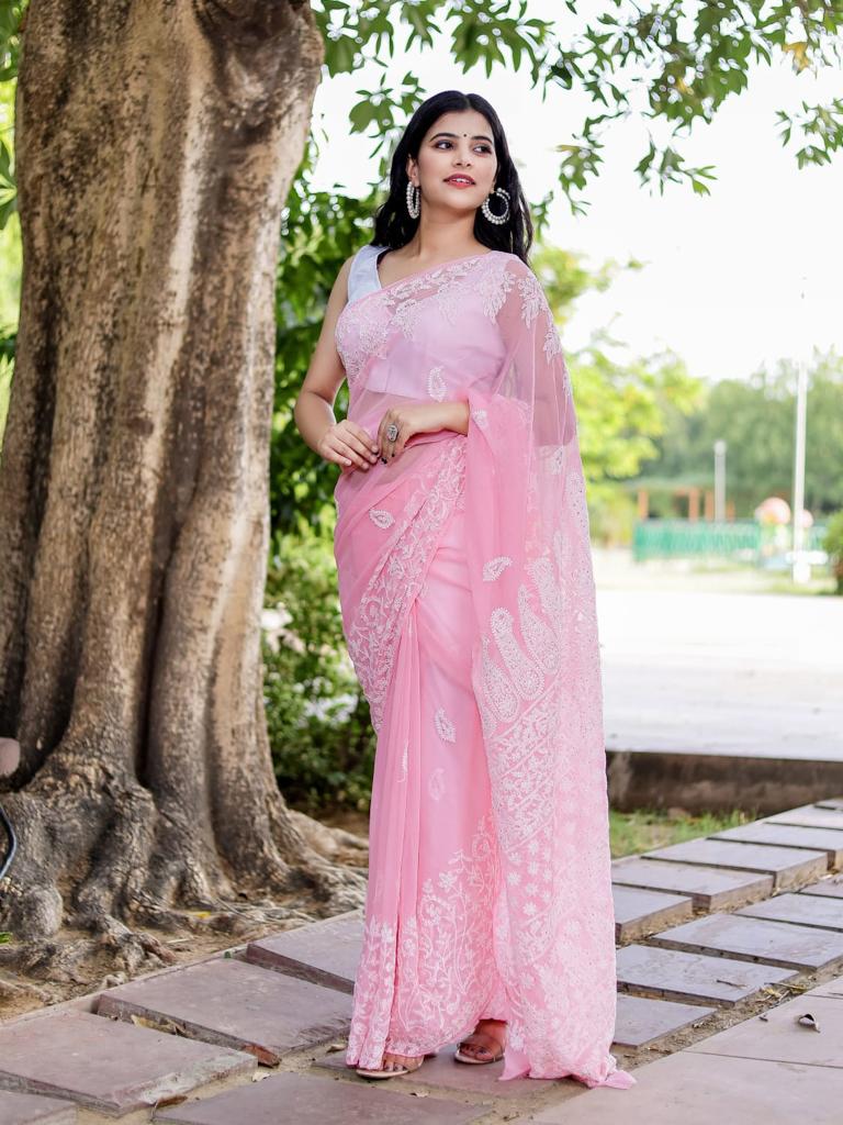 Georgette Saree with Mukaish
